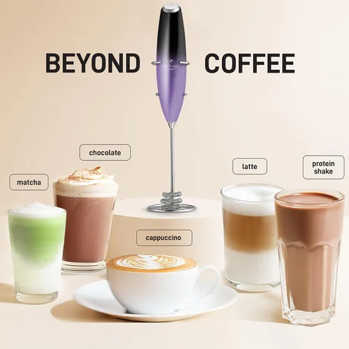 Vista 305 de Zulay Milk Boss Espumador de leche potente manual, hace espuma para latte, batidor para mezclar bebidas, café, miniespumador para capuchino, frappé