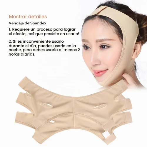 Vista 2 de Cinturón adelgazante de levantamiento de pesas, correa de barbilla para mujer, con forma de V, correa de máscara delgada, línea facial, vendaje