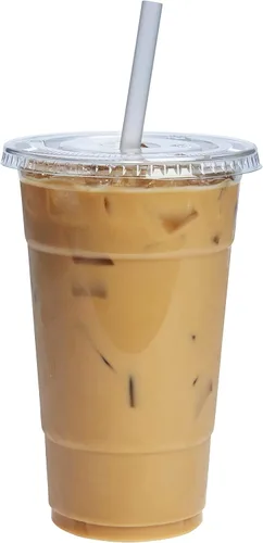 Vista 9 de GUSTO Vasos de plástico transparente con tapas planas [9 onzas – 100 unidades] – Tazas desechables para café helado con tapas – Vasos fríos