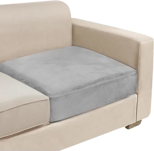 Vista 24 de NAISI Fundas de cojín de sofá de terciopelo elásticas de 1 pieza, fundas de asiento de sofá o respaldo, fundas suaves individuales para sofá Beige
