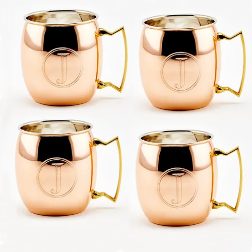 Vista 2 de Old Dutch International Taza sólida Moscow Mule, 16 onzas, monograma A, cobre