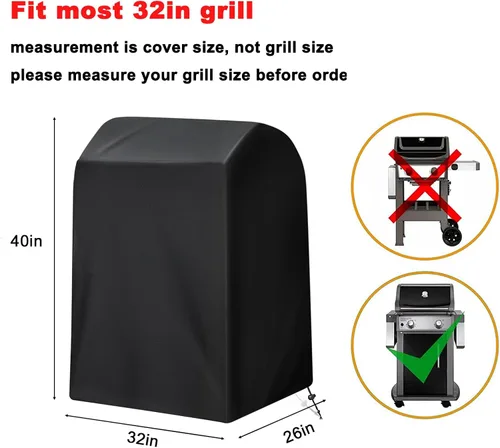 Vista 2 de Funda para Parrilla, 32 Pulgadas Impermeable Resistente a los Rayos UV de Servicio Pesado Funda Pequeña para Parrilla BBQ para Parrilla al Aire