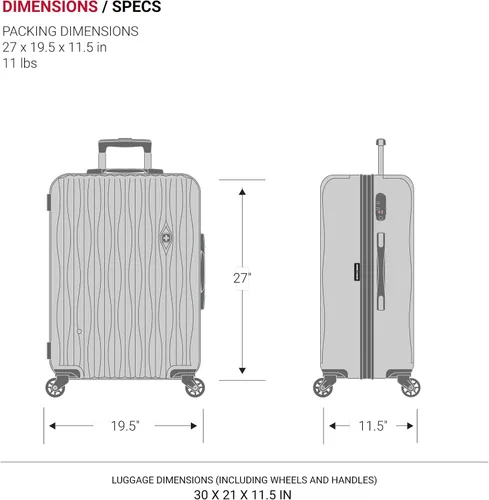 Vista 9 de SWISSGEAR 7272 - Maleta rígida y expandible con ruedas giratorias, Blanco), 7272100177