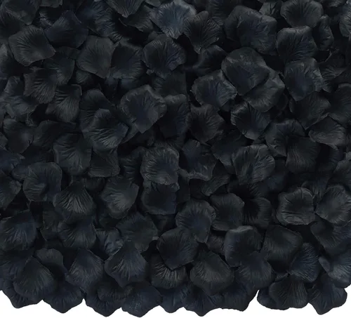 Vista 2 de Pétalos de rosa artificiales de seda para noches románticas, bodas, fiestas, decoraciones de flores de aniversario (negro, 3000 unidades)