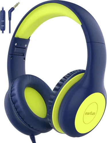 Vista 10 de EarFun K1 - Auriculares para niños con cable con micrófono, auriculares