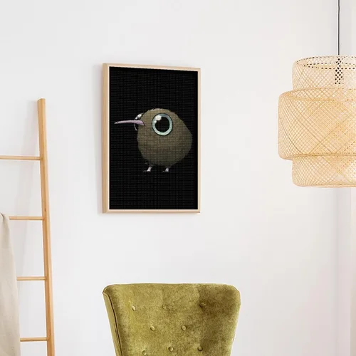 Vista 4 de Kit de pintura de diamante con diseño de pájaro kiwi gordo lindo y cuadrado completo, manualidades para decoración de pared del hogar