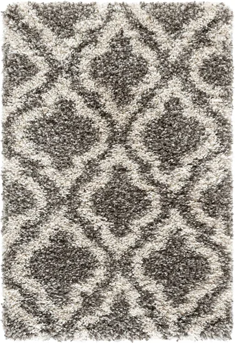 Vista 2 de SAFAVIEH Hudson Shag Collection - Alfombra decorativa de 2 x 3 pies, diseño marroquí, color gris y marfil, no desprende pelusa y de fácil cuidado, 2