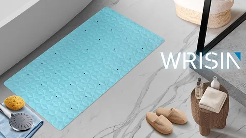 Vista 8 de WRISIN Tapete antideslizante para bañera y ducha, tapete de goma natural con 241 ventosas, tapete de seguridad suave para baño, patrón único