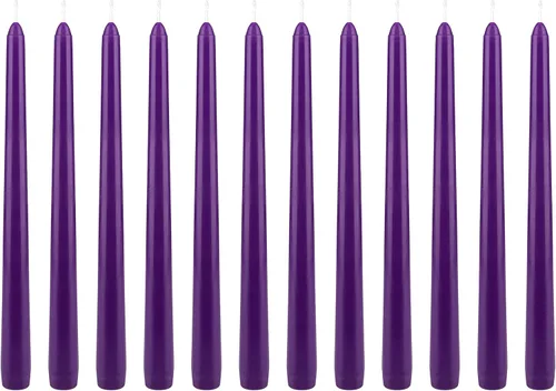 Vista 4 de Mega Candles 48 velas cónicas negras rectas sin perfume, vela de cera vertida a mano de 4 x 3/4 pulgadas, decoración del hogar, recepciones de boda