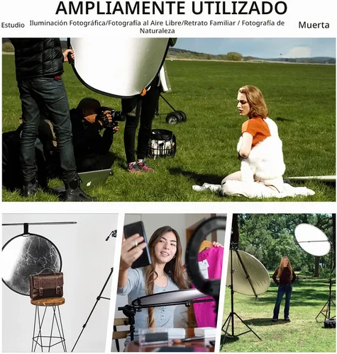 Vista 3 de Selens Portable 5-in-1 24 in / 60 cm Handle Round Reflector Collapsible