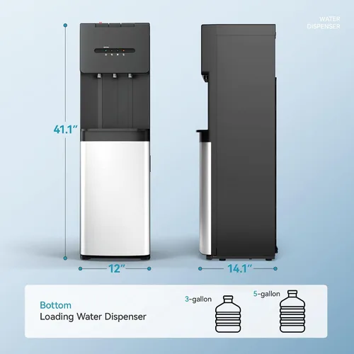 Vista 2 de EUHOMY Dispensador de enfriador de agua de carga inferior autolimpiante, 3 temperaturas (frío, cálido, caliente), bloqueo de seguridad para niños