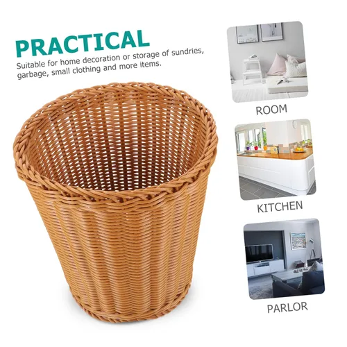Vista 5 de LABRIMP Cesta de basura plástica tejida organizador de almacenamiento Home Office Basket Willow