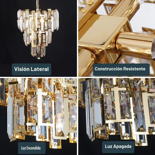Vista 7 de Candelabros de cristal para comedor Candelabro moderno rectangular Iluminación colgante contemporánea Fijo de luz lineal dorado 17 luces rectangular