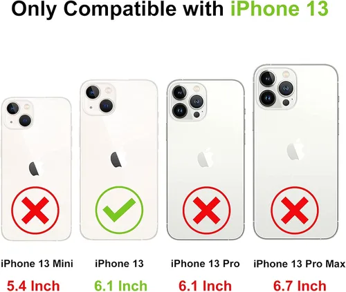Vista 7 de SAMONPOW Funda compatible con iPhone 13 con tarjetero híbrido de doble capa, protección resistente, a prueba de golpes, 13, para mujeres y hombres
