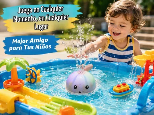 Vista 7 de Gigilli Juguetes de baño para bebés, rociador de juguete de baño de ballena Azul