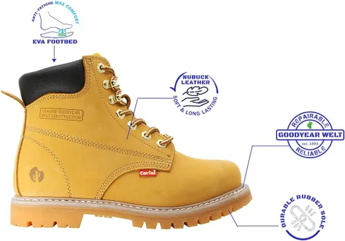 Vista 4 de Cactus 611 - Botas de trabajo para techos de piel de nobuk, suela de goma, cómodas, con puntera suave y aislante, 6 pulgadas