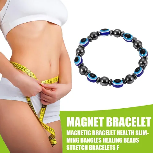 Vista 4 de Pulsera turca de mal de ojo de la suerte con imán, cadena de mano para hombres y mujeres, joyería #JD Bead#10712