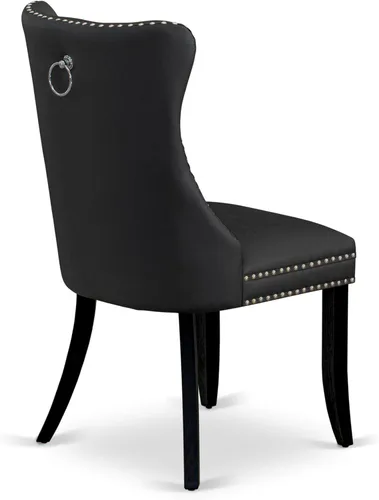 Vista 8 de East West Furniture DUDA7-BLK-12 - Juego de mesa y sillas de cocina de 7 piezas, consta de una mesa de comedor rectangular y 6 sillas Parson