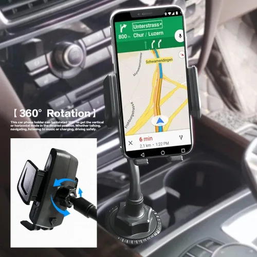 Vista 6 de Soporte para teléfono 2 en 1, soporte universal de cuello de cisne ajustable, rotación 360, liberación de un botón, se adapta a teléfonos de 4 a 7