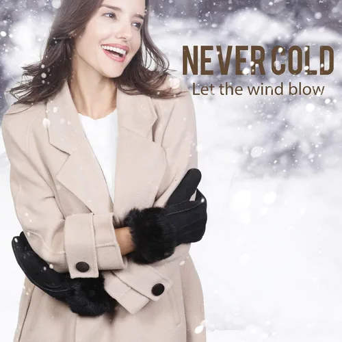 Vista 2 de YISEVEN Guantes de piel de oveja merino para mujer