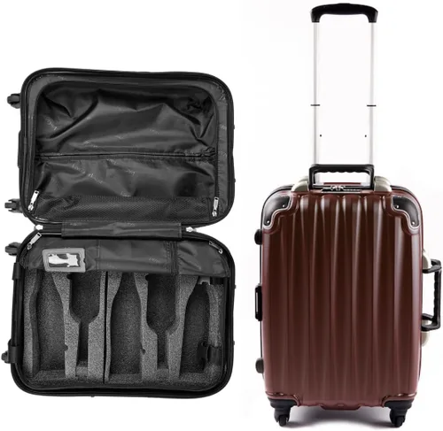 Vista 9 de VinGardeValise® The Piccolo - Maleta de vino – Equipaje de viaje de 5 botellas, aprobado por la TSA, carcasa dura duradera, espuma a prueba de Negro
