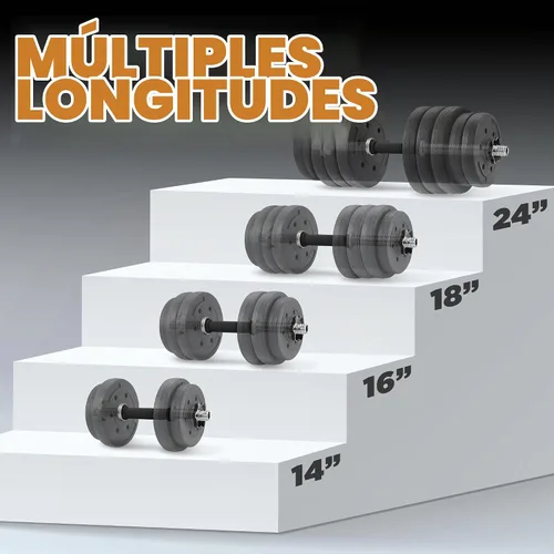 Vista 4 de Yes4All Threaded Dumbbell Handles, Adjustable Dumbbell Bar Pair, 14/16/18/24-Inch Sizes, Fits 1" or 1.15" Plates, Non-Slip Grip, Secure Star-Lock