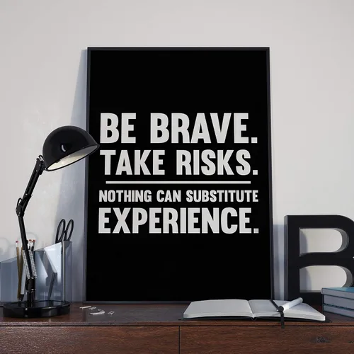 Vista 7 de Be Brave Take Risks Nothing Can Substitute Experience Poster Print, Inspirational Print, Motivational Quotes, Office Art, Cubicle Picture, Home Wall