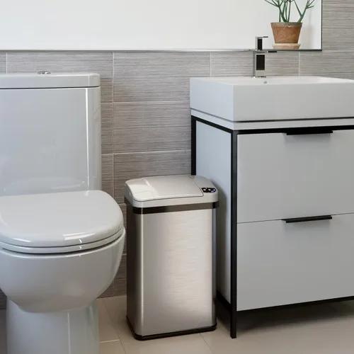 Vista 5 de iTouchless Cubo de basura de 4 galones con filtro de olor AbsorbX y fragancia de limón, contenedor de basura automático sin contacto, perfecto