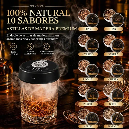 Vista 5 de Kit de ahumador de whisky eléctrico, ahumador de cóctel portátil