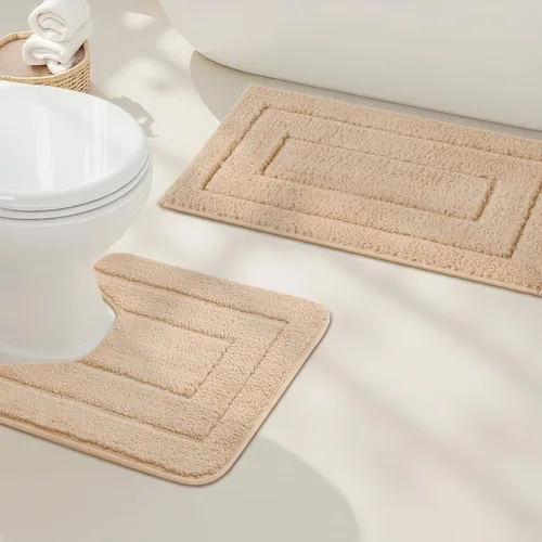Vista 39 de GRANNY SAYS Juego de 2 alfombras de baño suaves para baño, alfombras de baño antideslizantes y lavables, alfombras de baño absorbentes para bañera
