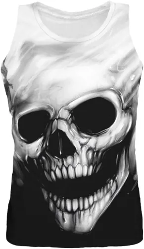 Vista 3 de Camiseta sin mangas de verano para hombres divertidos 3D cráneo impresión sin mangas camisas de moda gráfico entrenamiento fitness chaleco