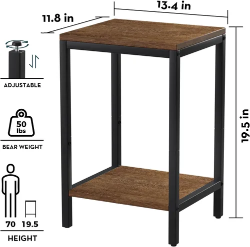 Vista 3 de SAYGOER Mesas auxiliares de madera de 13.3 pulgadas de profundidad, mesa auxiliar pequeña con soporte de noche de almacenamiento, marcos de metal