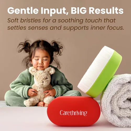 Vista 3 de Cepillos sensoriales, cepillo de terapia calmante para niños y adultos, autismo, suave con las manos pequeñas, esquinas redondeadas, cerdas