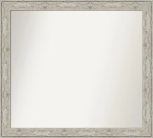 Vista 287 de Amanti Art Espejo de baño plateado para sobre el fregadero, 28 x 37 pulgadas, elegante espejo rectangular de peltre cepillado, marco de madera