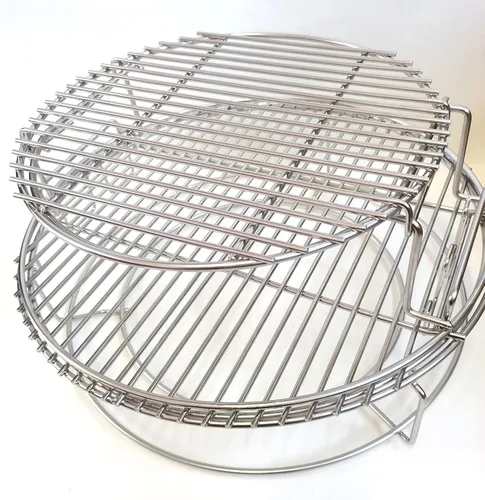Vista 7 de Kit de repuesto mejorado de 5 piezas para Big Green Eggspander, incluye parrilla multifunción para parrilla, cesta de conveggtor, hecho de acero