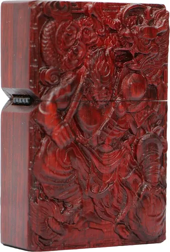 Vista 33 de Carcasa exterior de palisandro Huanghuali natural tallado para módulo Zippo (1000 brazos Avalokiteshvara de la diosa 3#)