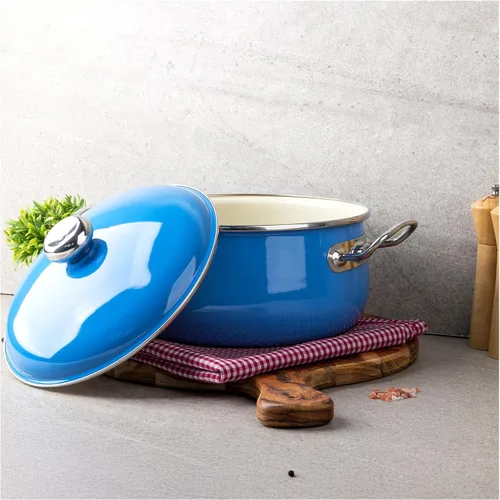 Vista 8 de VITA - Horno holandés de 6 cuartos de galón (azul) con tapa para todas las estufas (esmalte sobre acero), apto para lavavajillas y horno hasta 500