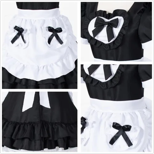 Vista 6 de Elibelle Disfraz de anime japonés clásico Sissy Maid Sweet Kawaii de corazón para cosplay, guantes peludos con orejas de gato