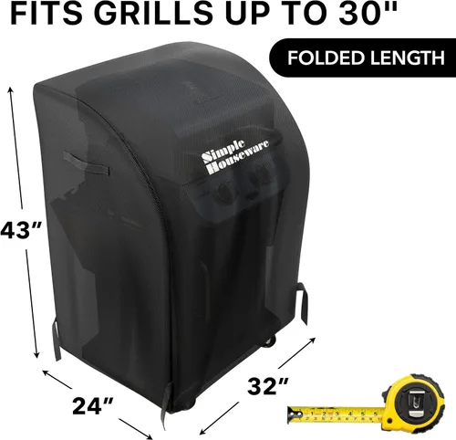 Vista 2 de Simple Houseware Cubierta para Parrilla de Gas BBQ de Servicio Pesado de 32 pulgadas, Poliéster 600D Impermeable, Resistente a la Intemperie
