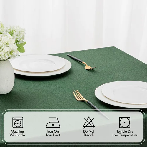 Vista 3 de MIULEE Army Green Rectangle Tablecloth with Decorative Cutouts 60x84 Inch Waterproof Stain Resistant & Shrink-Proof Table Cloth, Farmhouse
