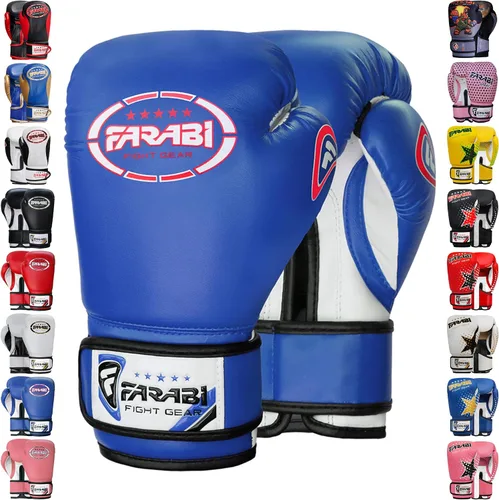 Vista 10 de Farabi - Guantes de boxeo para niños, para Muay Thai, Kick Boxing, entrenamiento, MMA, saco de boxeo