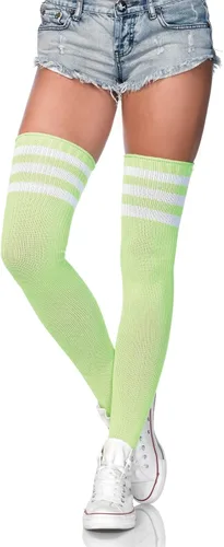 Vista 16 de Leg Avenue Calcetines altos atléticos de tres rayas para mujer Negro