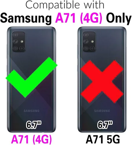 Vista 2 de Asuwish Funda tipo cartera compatible con Samsung Galaxy A71 4G, protector de pantalla de vidrio templado y funda de piel con tapa para tarjetas