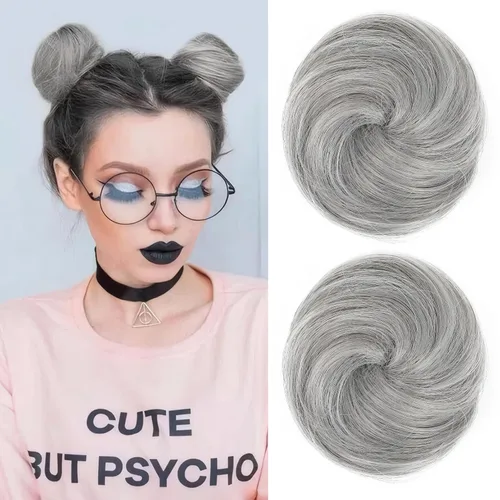 Vista 44 de REECHO Space Bun Hair Pieces, 2 piezas de mini clips de garra en moños desordenados y orejas de gato, extensiones de moño de cabello falso HB001