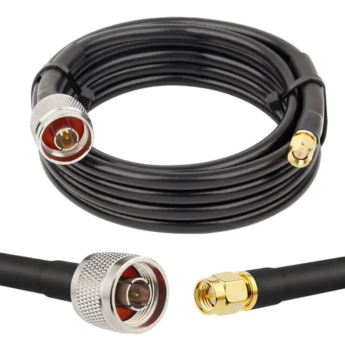 Vista 20 de MOOKEERF 2 piezas de cable N macho a SMA macho 1 pie, cable SMA a N de 50 ohmios de baja pérdida ultra KMR240 coaxial para enrutador WiFi, receptor