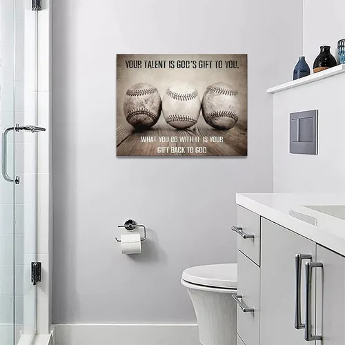 Vista 4 de Arte inspirador de pared de béisbol, citas de motivación, impresiones en lienzo deportivas, cuadros vintage, pintura positiva, obra de arte