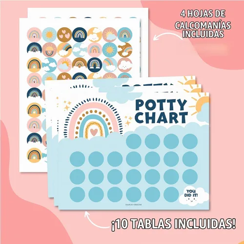 Vista 4 de Hadley Designs Tabla de Entrenamiento para Orinal para Niñas Pequeñas - Tabla de Orinal con 10 Calcomanías para Niñas Pequeñas, Tablas de Boho