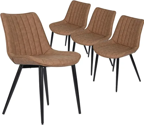Vista 9 de Juego de 2 sillas de comedor voladizas, sillas de comedor modernas de mediados de siglo con patas de metal negro, sillas de cocina tapizadas