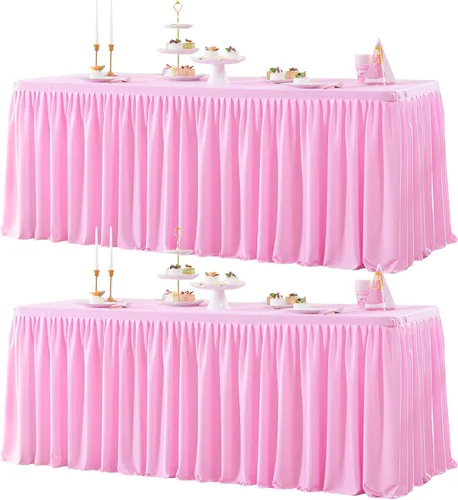 Vista 34 de Paquete de 2 manteles de poliéster negro para mesas rectangulares de 4 pies, cubierta de mesa ajustada sin arrugas, manteles elásticos de 4 pies
