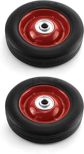 Vista 6 de QWORK Paquete de 2 ruedas de goma premium de 15.2 cm x 3.8 cm, eje de 1.3 cm, rueda de carro de carga con rodamiento de bolas, capacidad de hasta